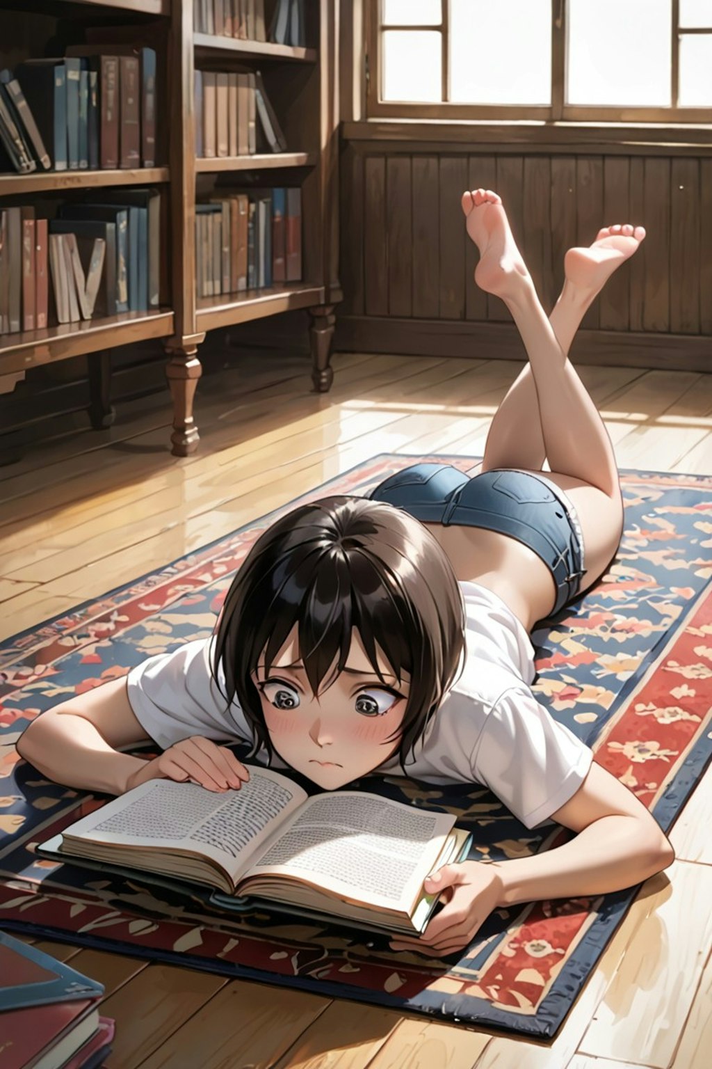 読書中のショートヘア少女
