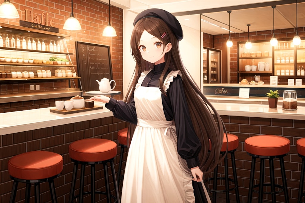 カフェでバイトな彼女☕️✨