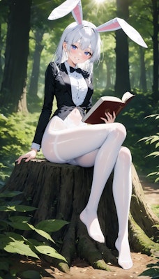 木漏れ日の 森で読書の 白兎