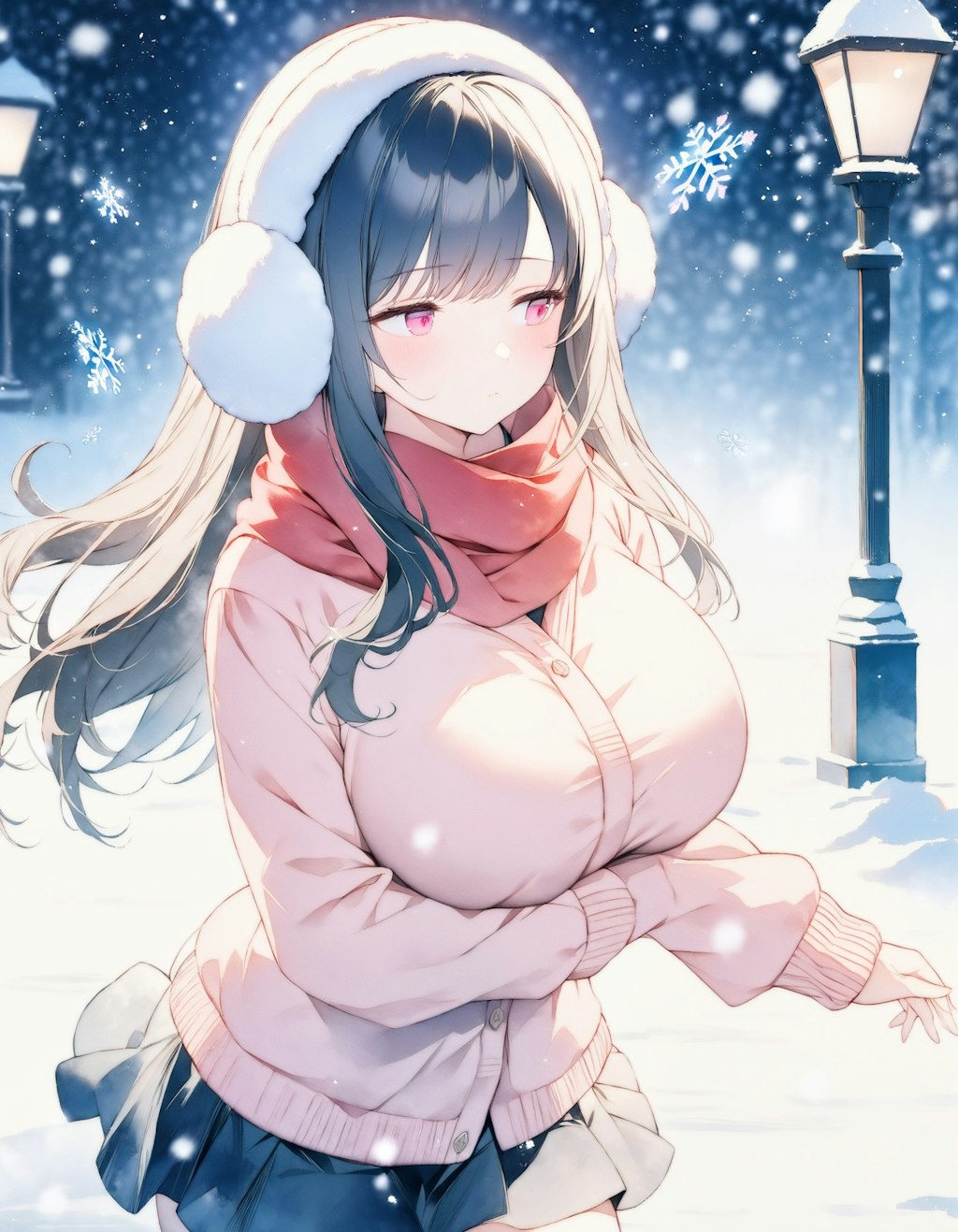 夜の雪と姉さんXL