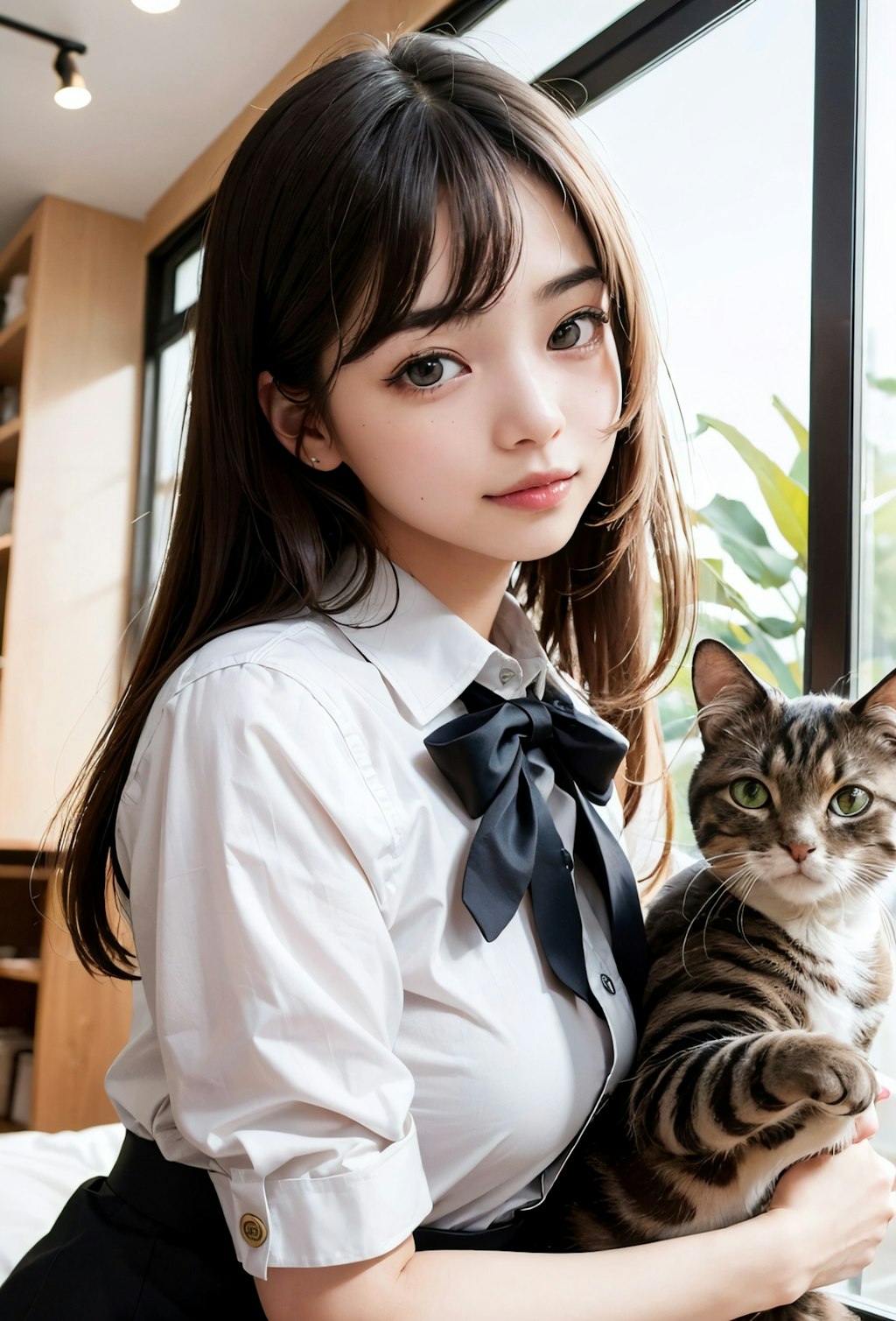 猫カフェでバイトする女子高生