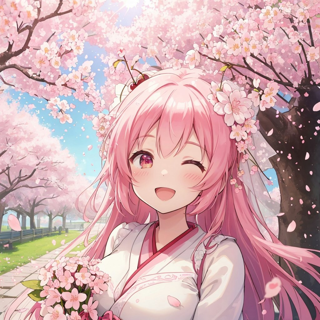 桜と花嫁さん