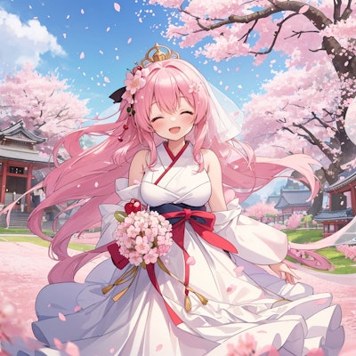 桜と花嫁さん