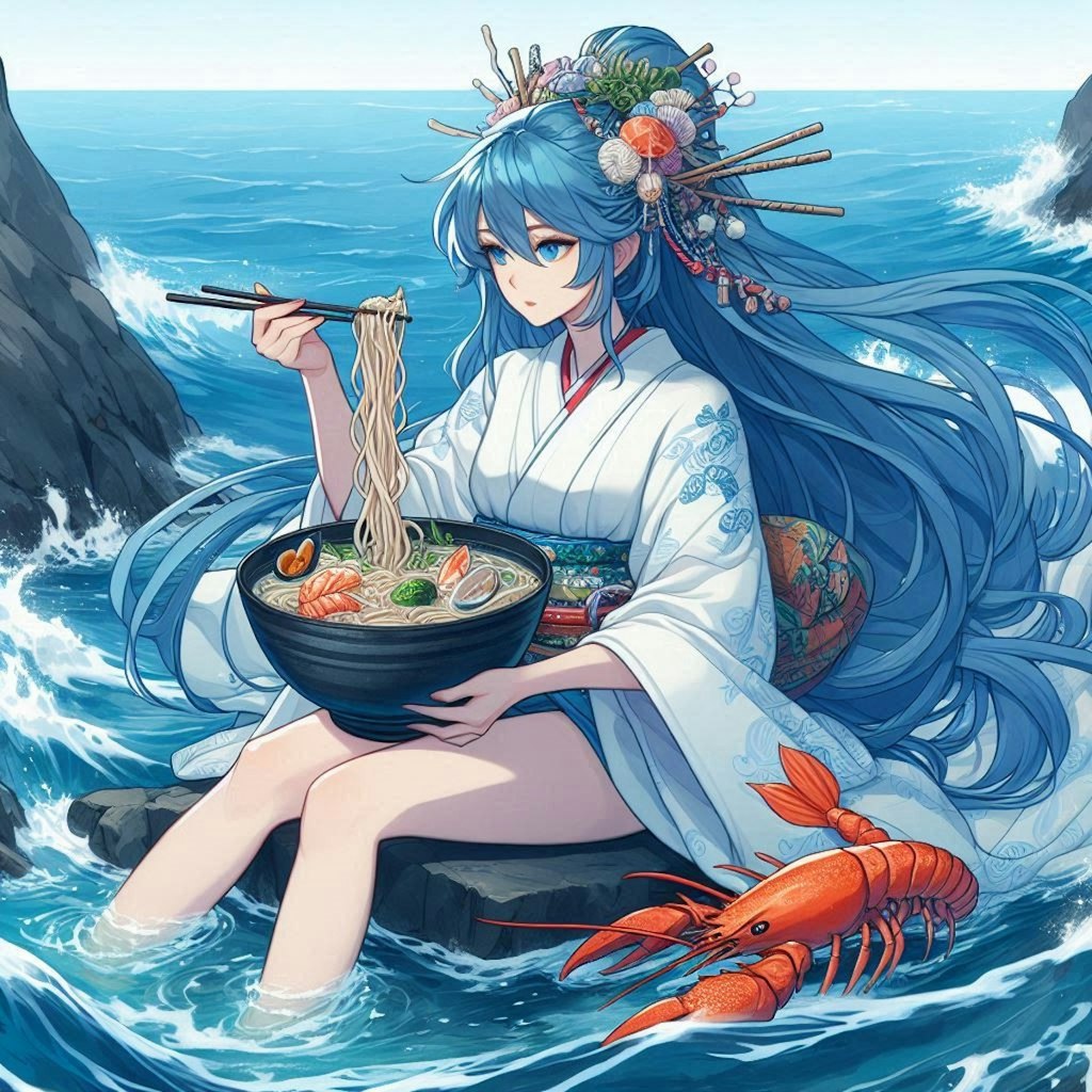 神々が食したseafood noodle