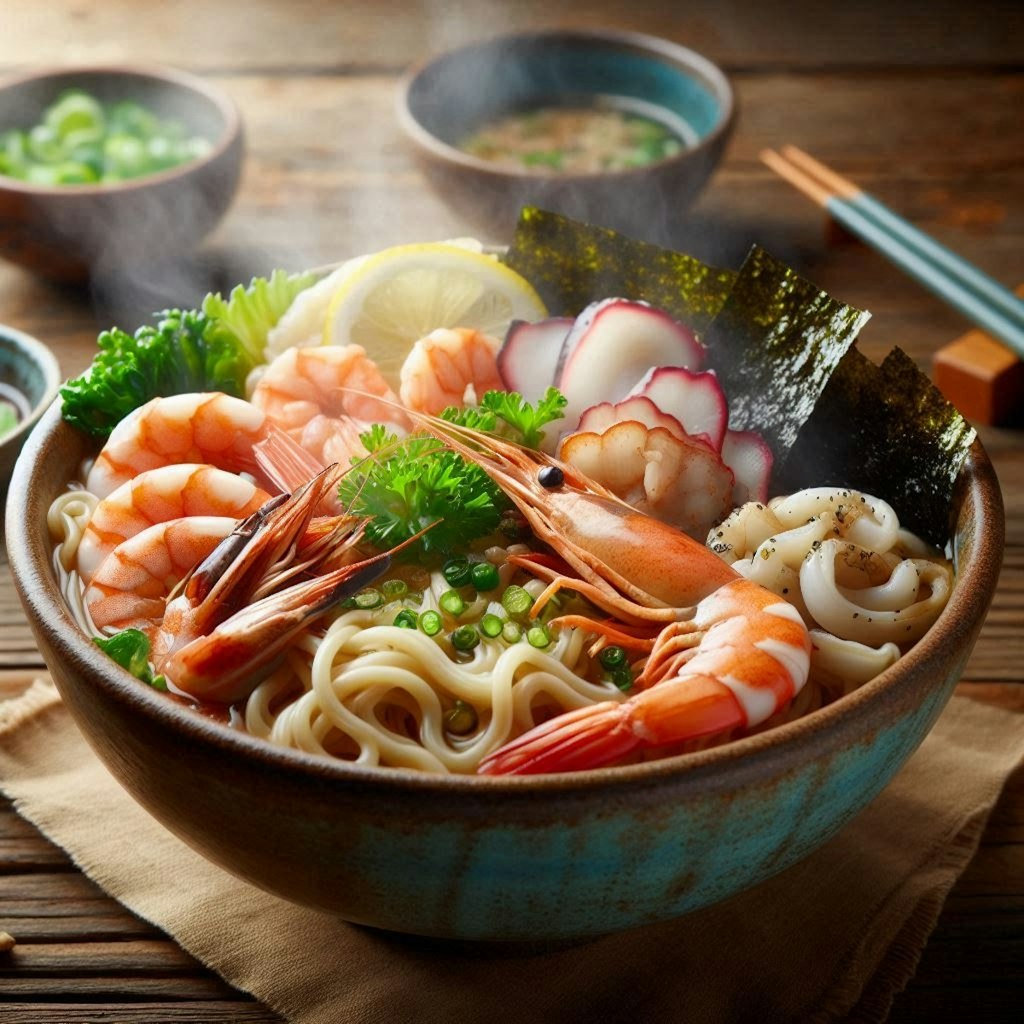 神々が食したseafood noodle