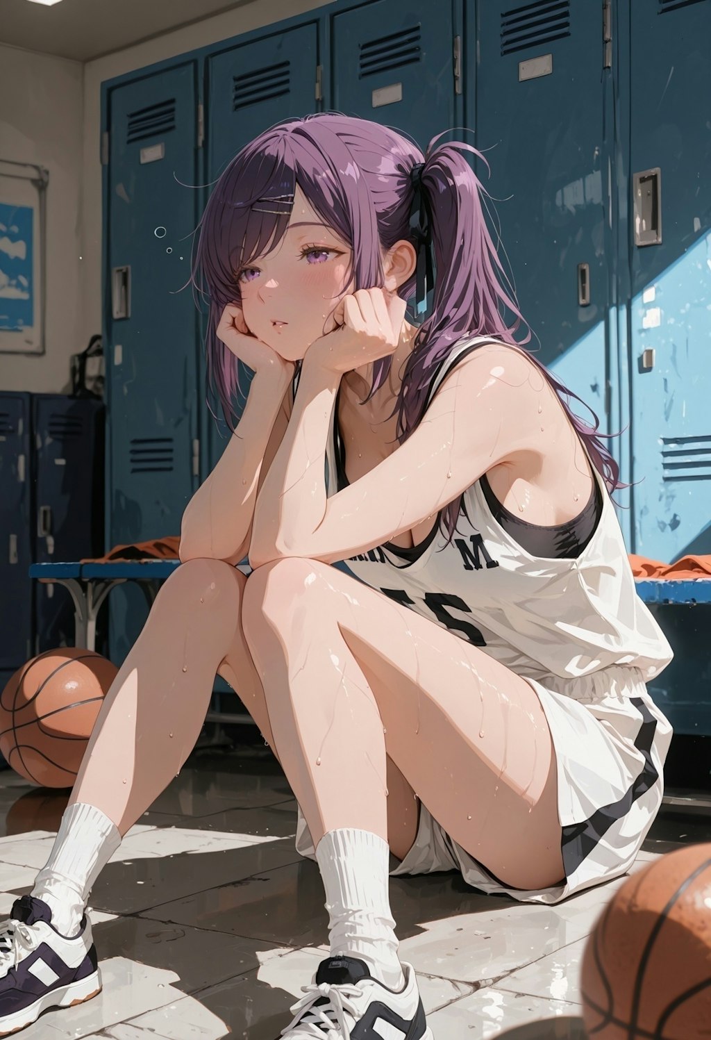 輝く汗とウトウトなバスケ少女