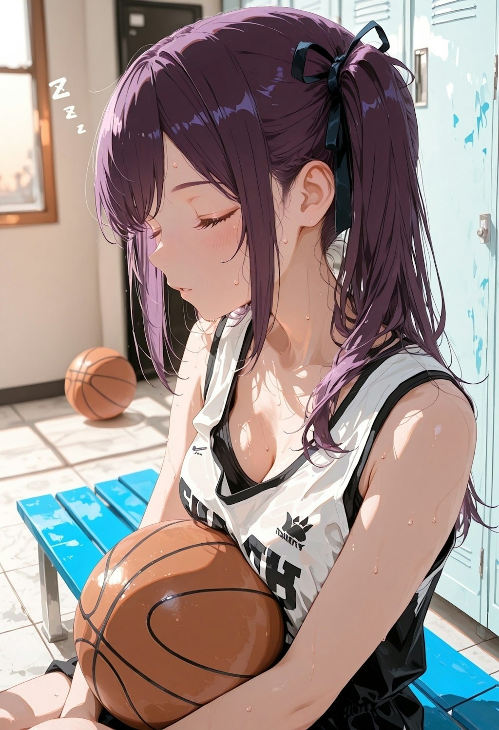 輝く汗とウトウトなバスケ少女