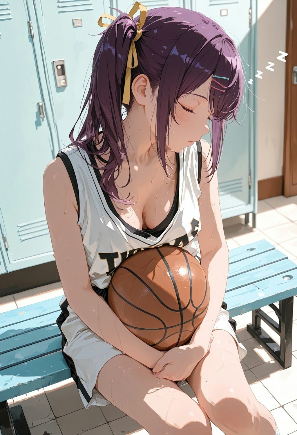 輝く汗とウトウトなバスケ少女