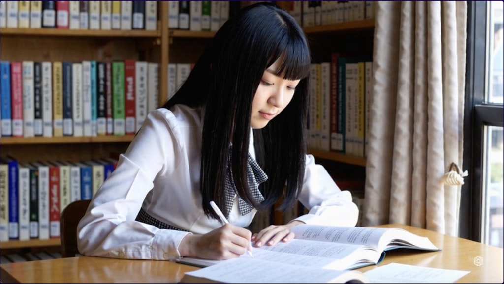 受験勉強中の女子高生