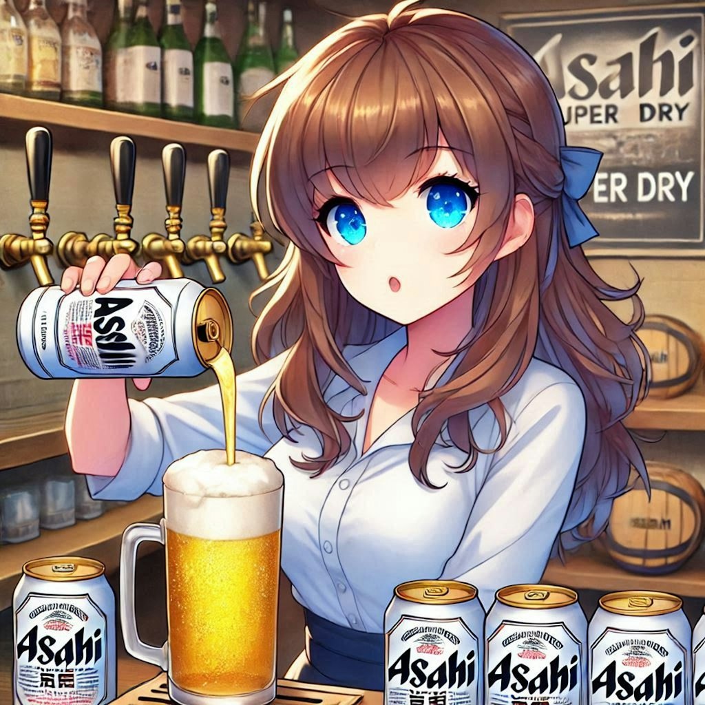 ビールサーバーを無視する少女