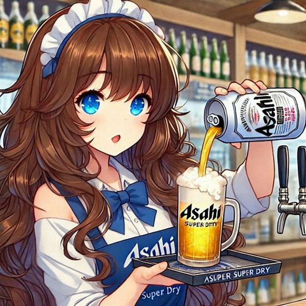 ビールサーバーを無視する少女