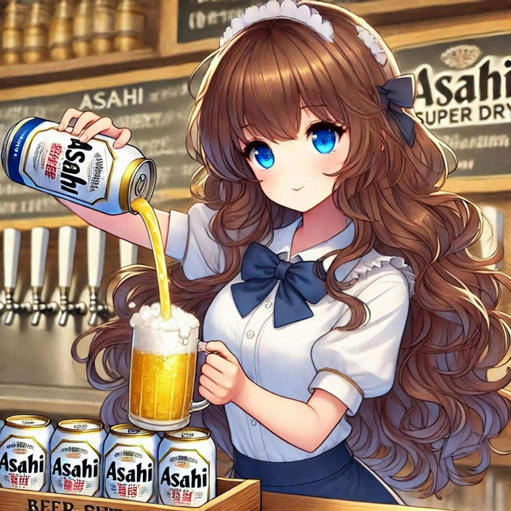 ビールサーバーを無視する少女