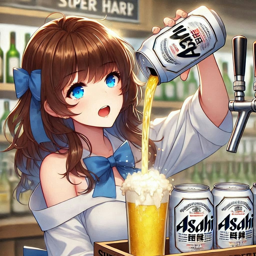 ビールサーバーを無視する少女