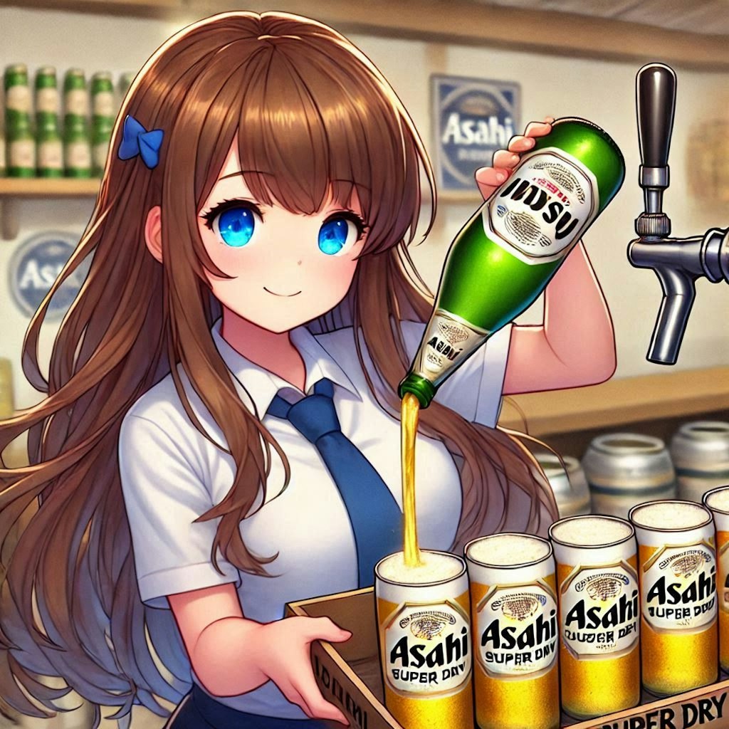 ビールサーバーを無視する少女