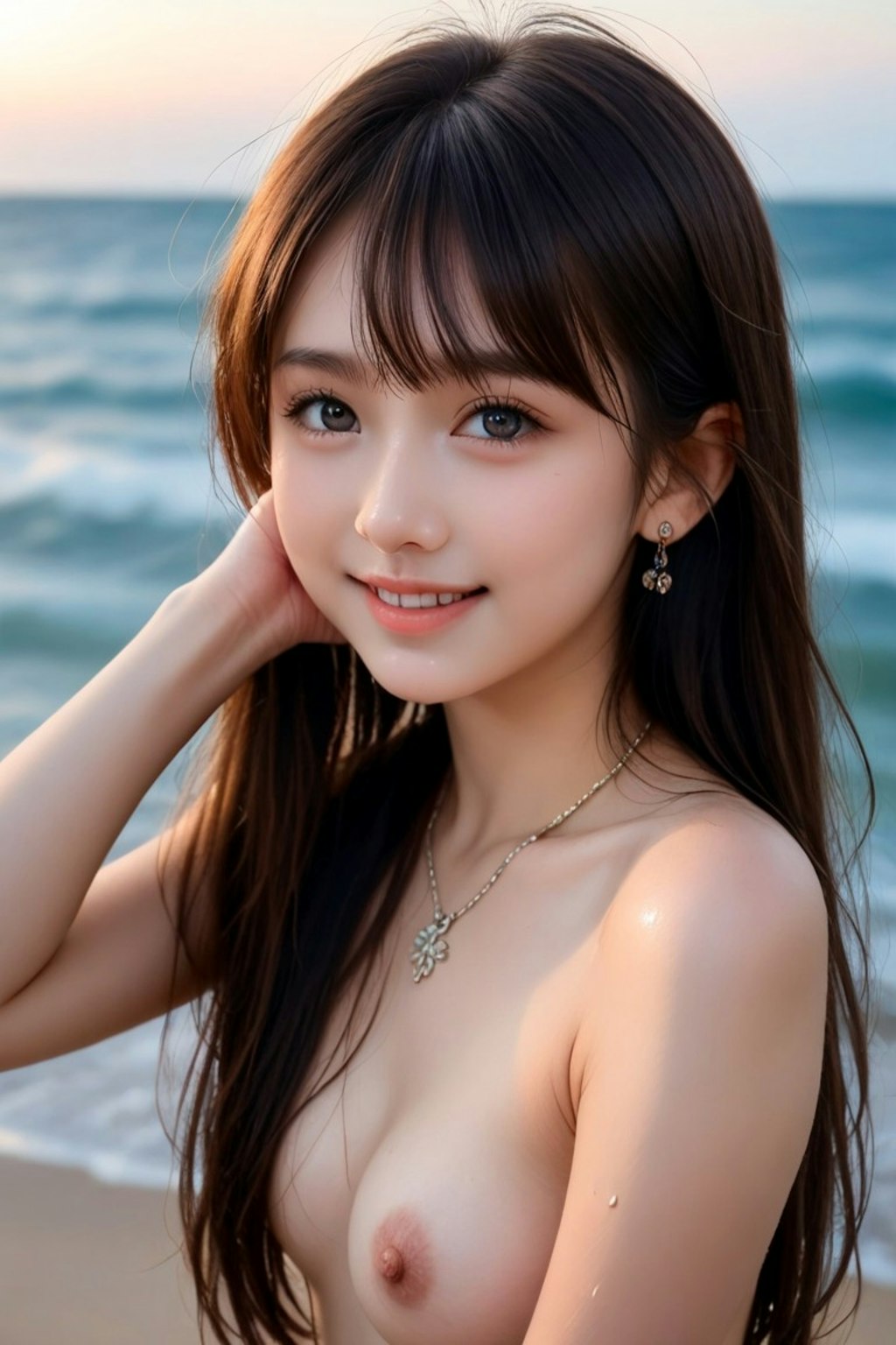 海で水着を脱いだお姉さん