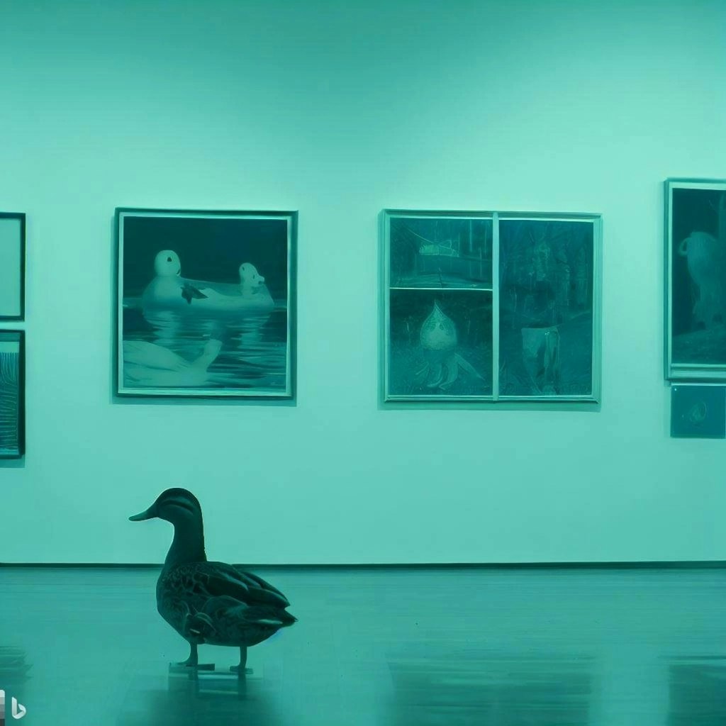 Duck visits art museum