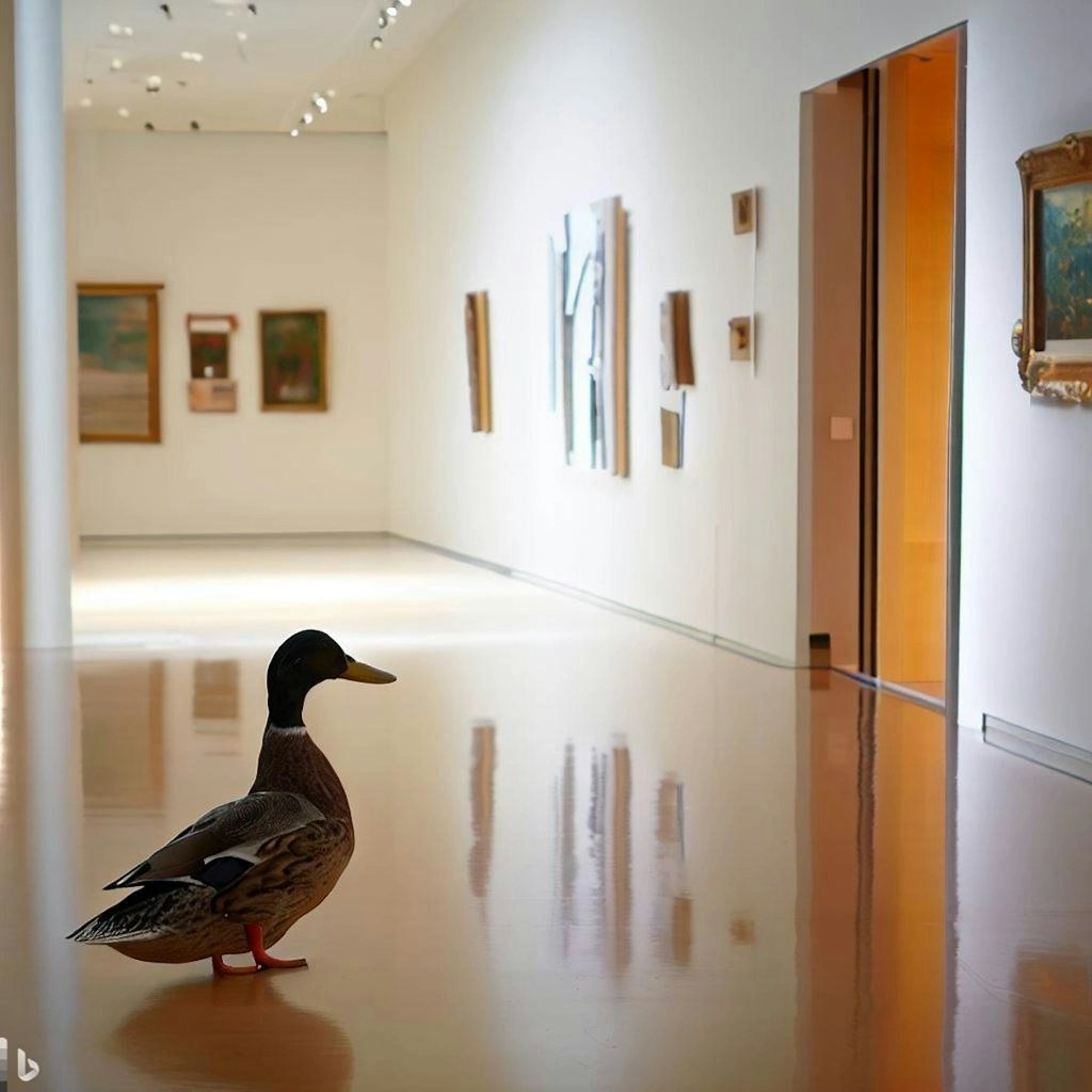 Duck visits art museum