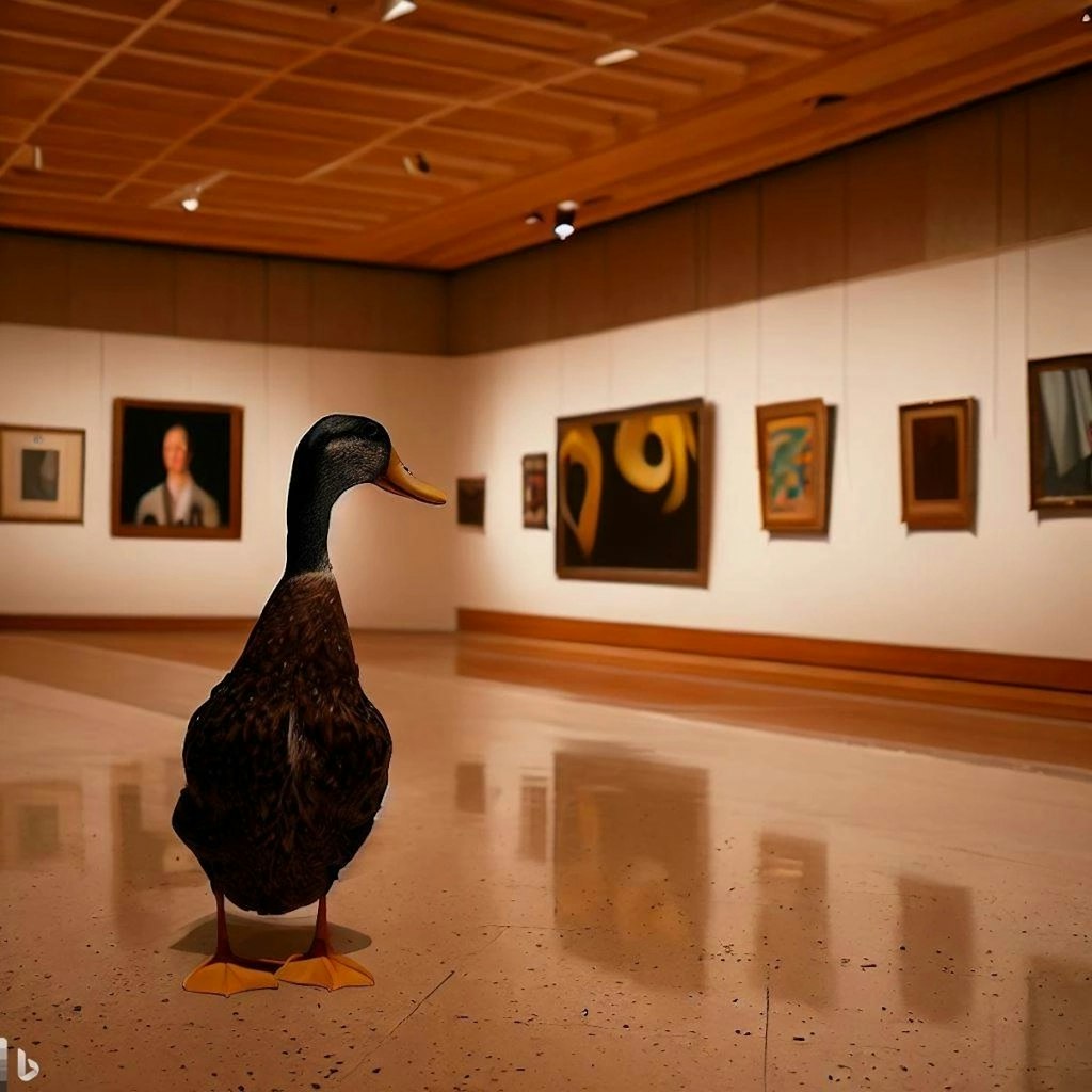 Duck visits art museum