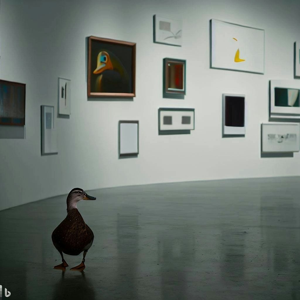 Duck visits art museum