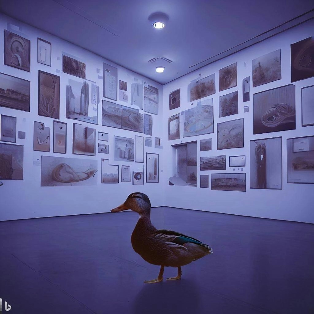 Duck visits art museum