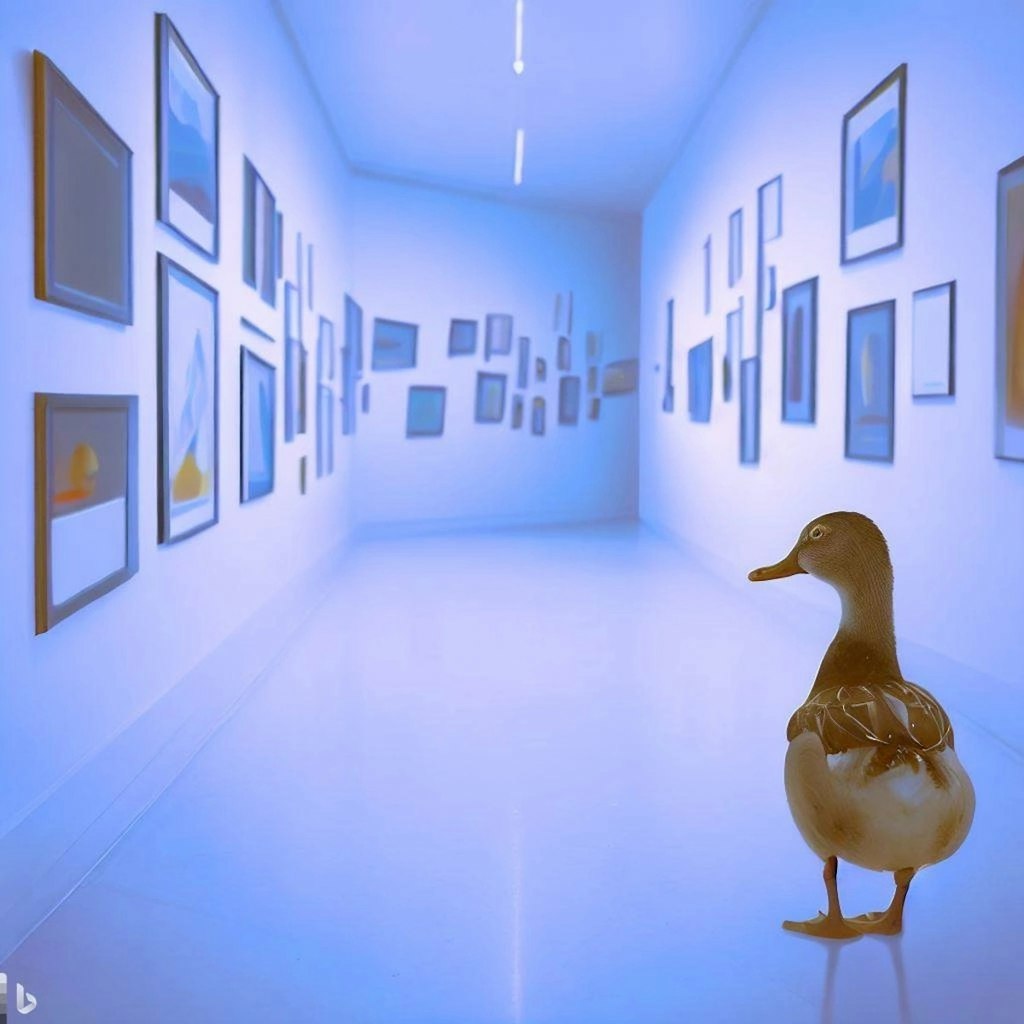 Duck visits art museum