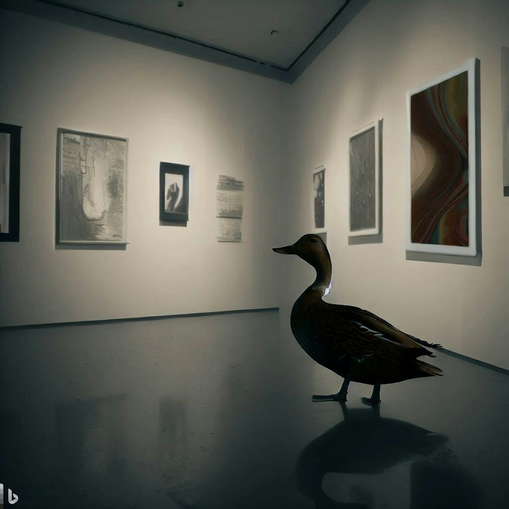 Duck visits art museum