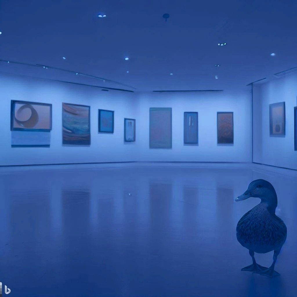 Duck visits art museum