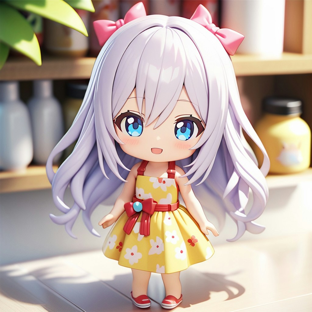 ねんどろいど風の白髪青目の女の子