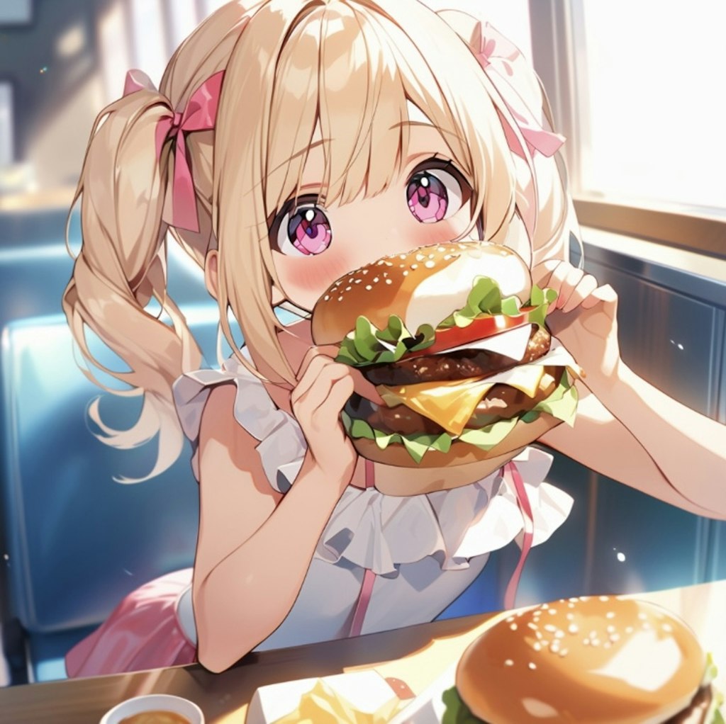 ハンバーガーを食べる少女2☆