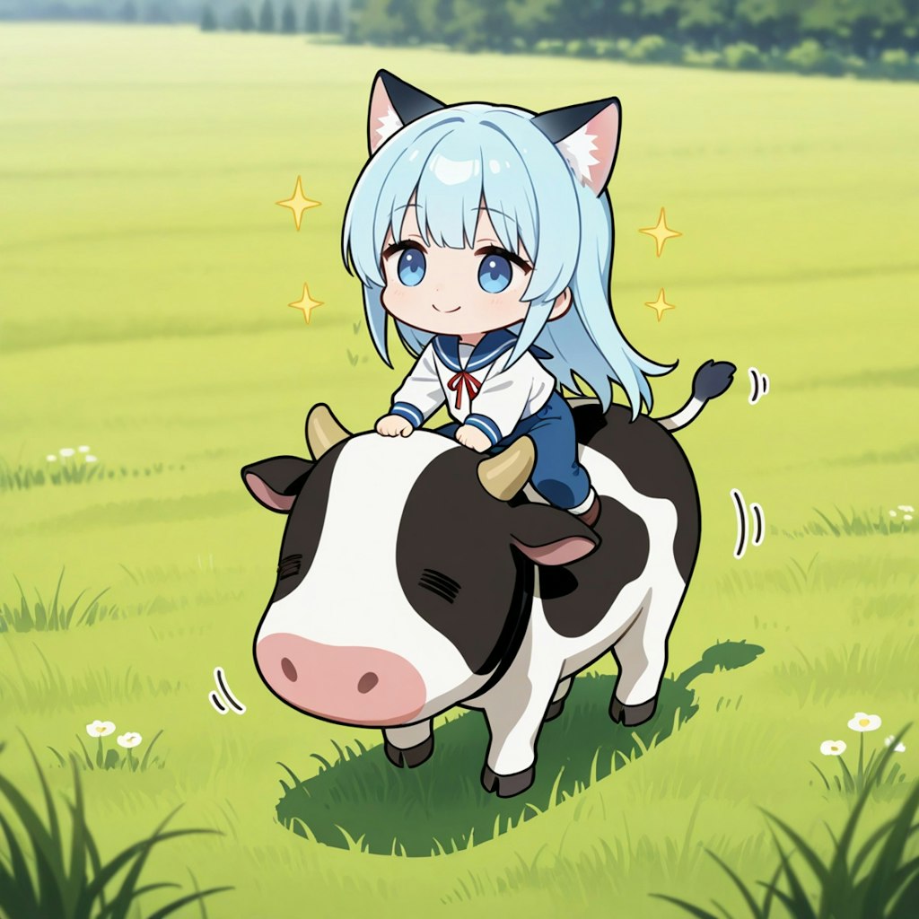 ねこなみさくらさんとモーニングコール牛さん