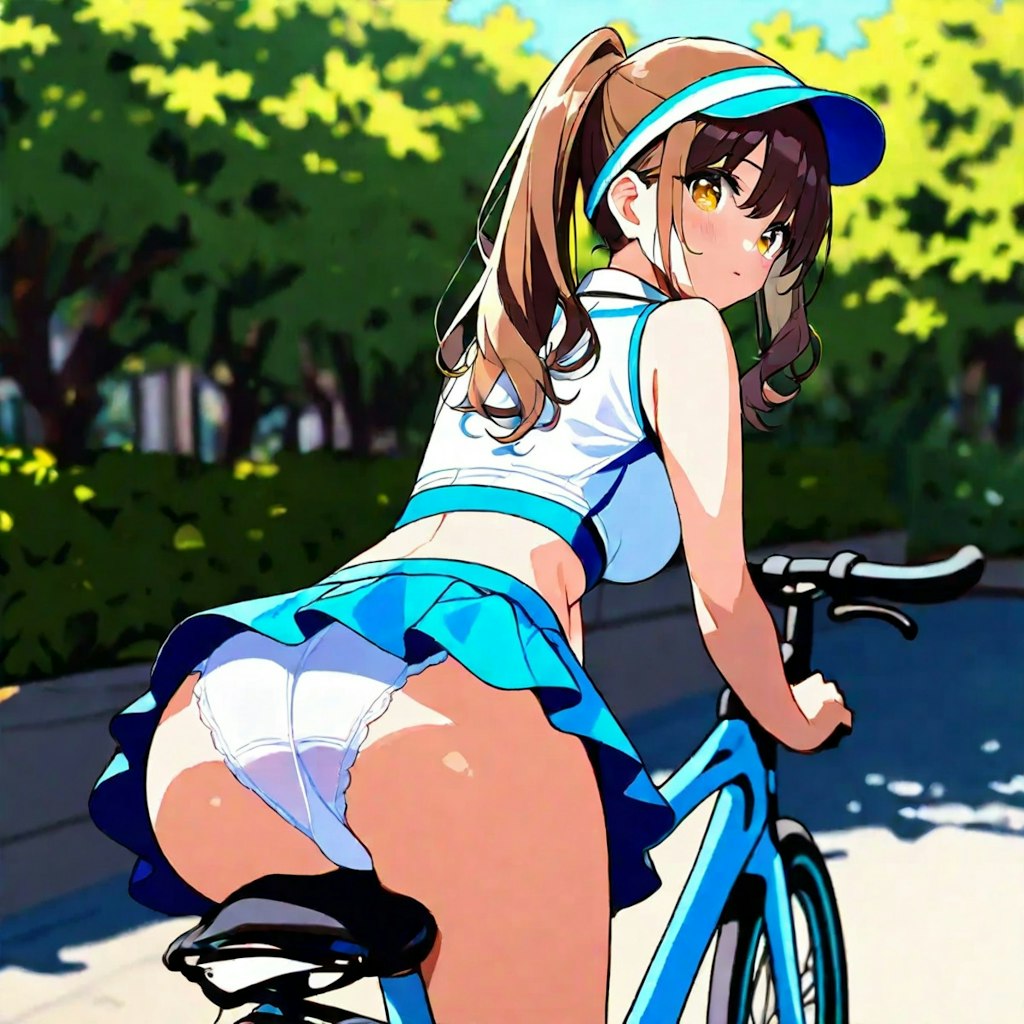 テニスウェアで自転車_PRISM