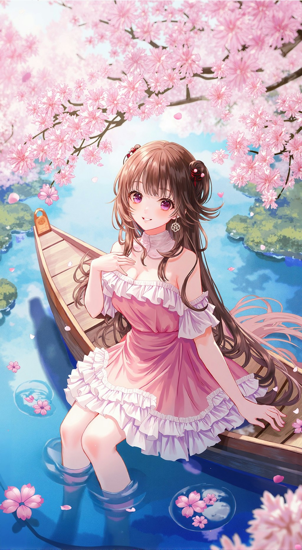 湖の真ん中で