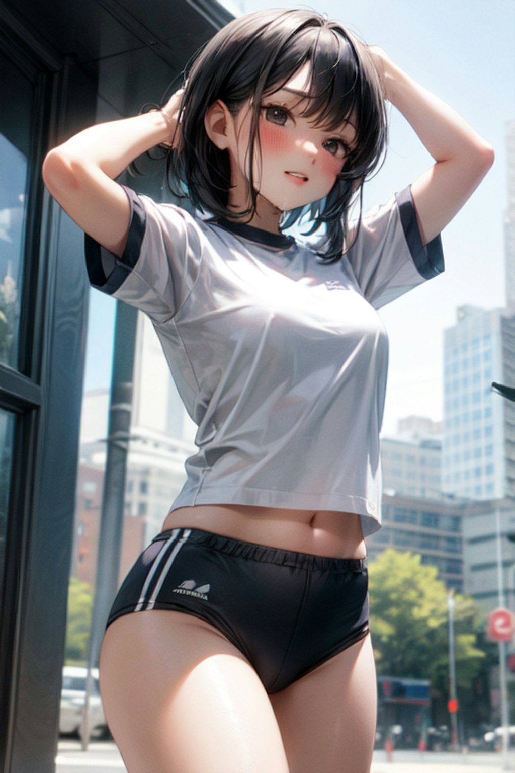 黒髪ショート体操服