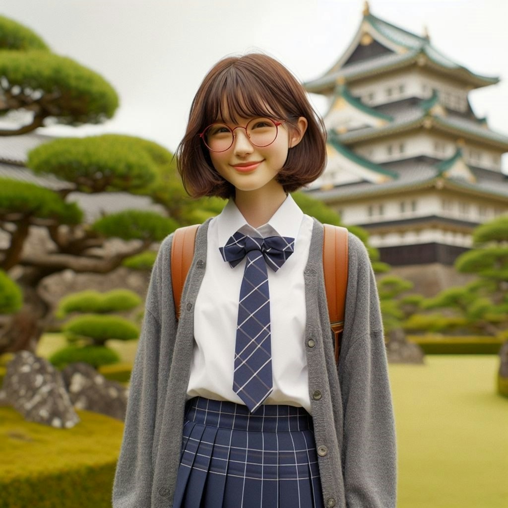 眼鏡女子 楓の京都