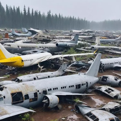 Aircraft scrap and aircraft wreckage yard
