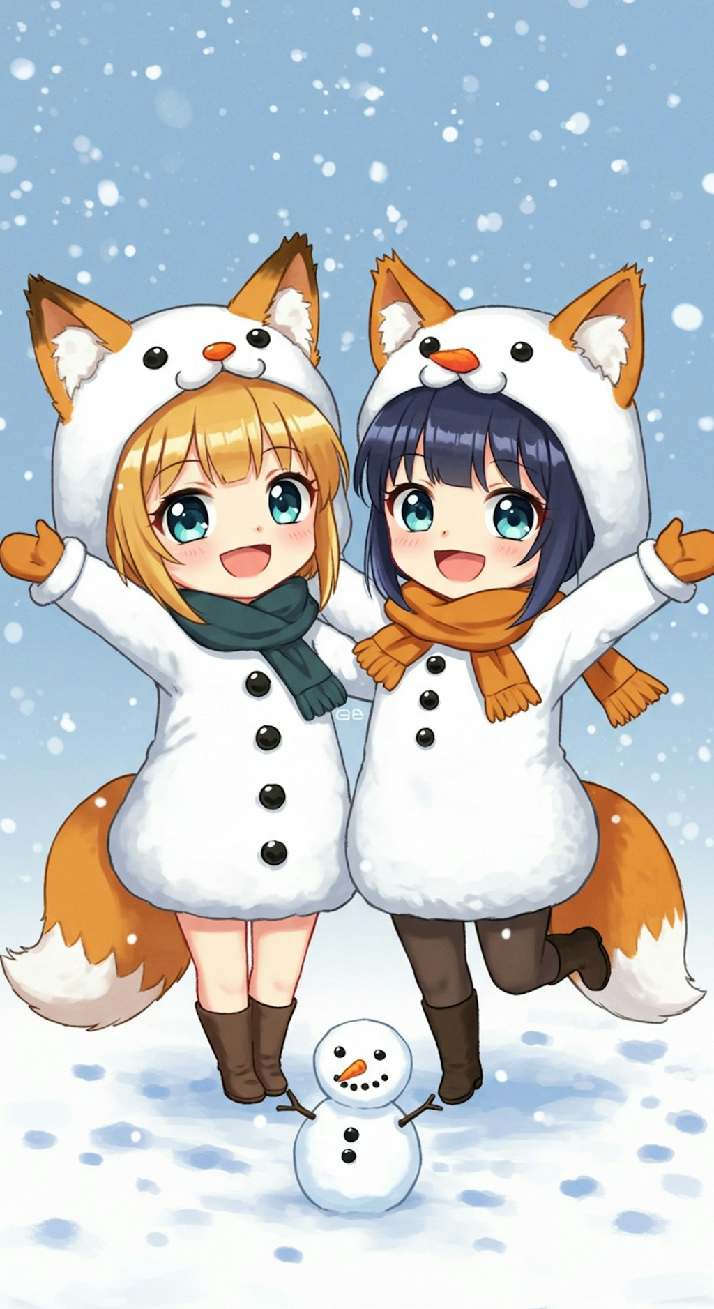 雪だるまとケモ耳少女たち