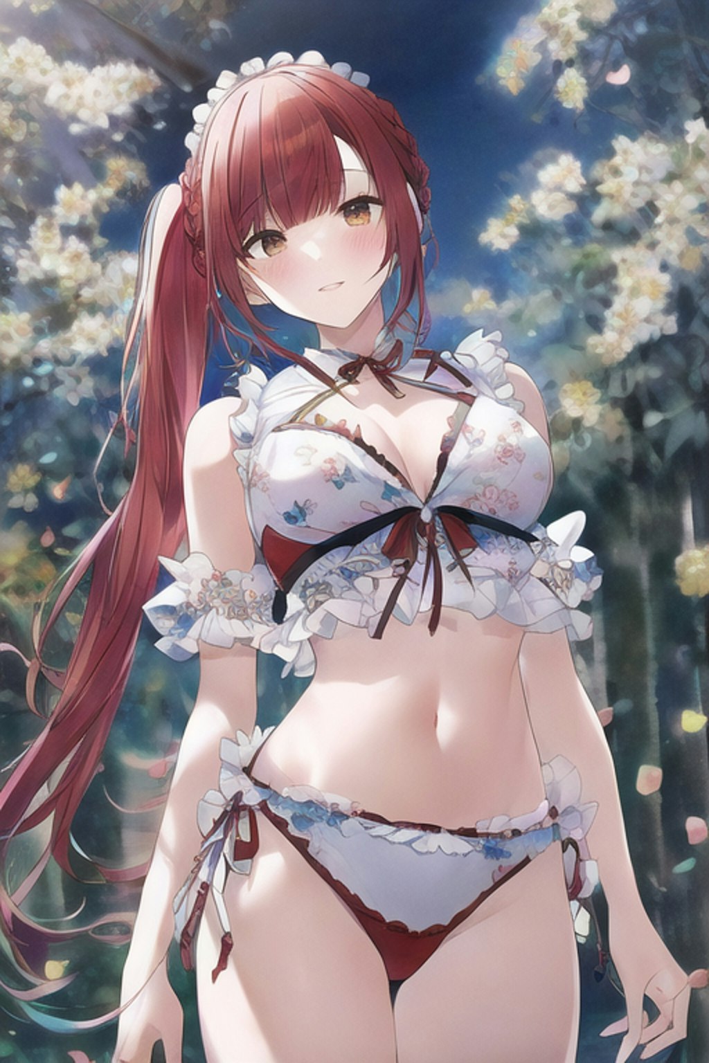 Flower Print Red Maid