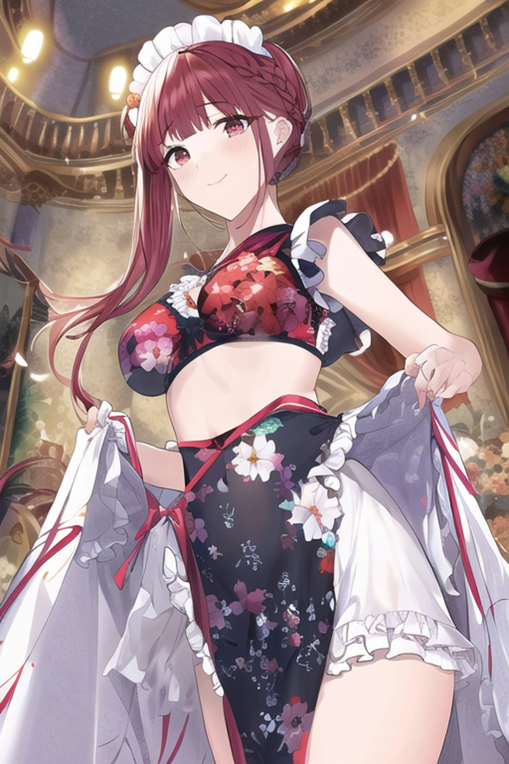 Flower Print Red Maid