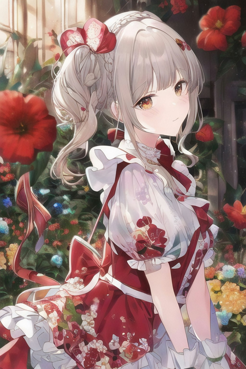 Flower Print Red Maid