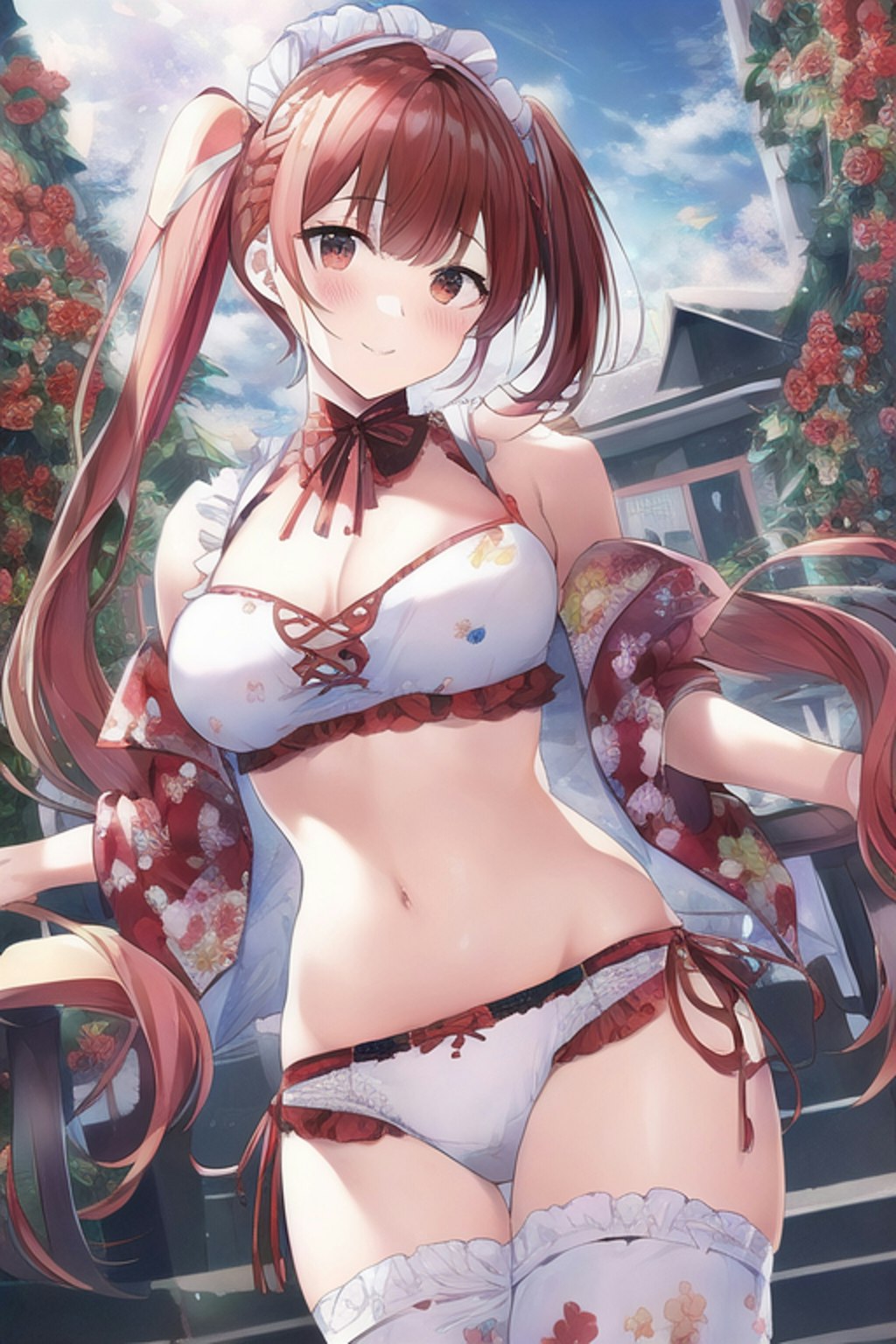 Flower Print Red Maid