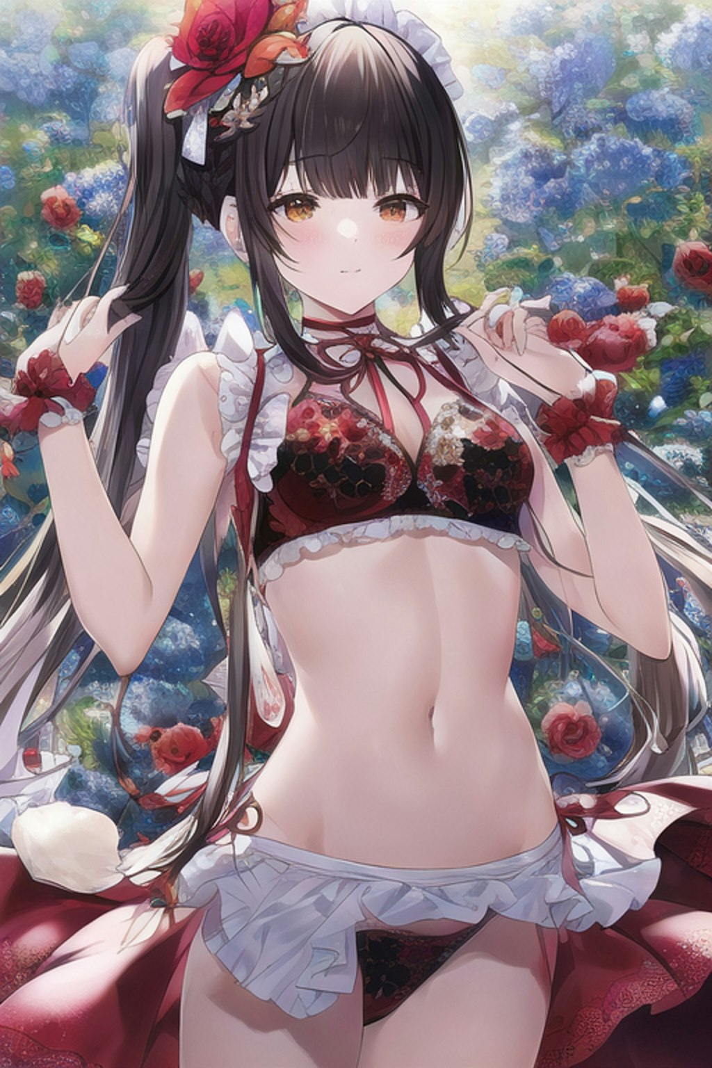 Flower Print Red Maid