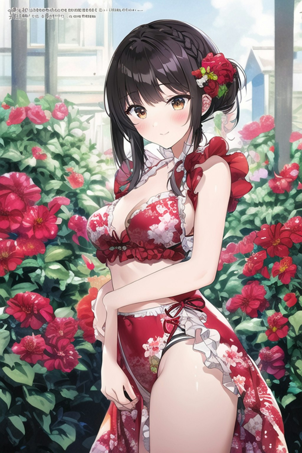 Flower Print Red Maid