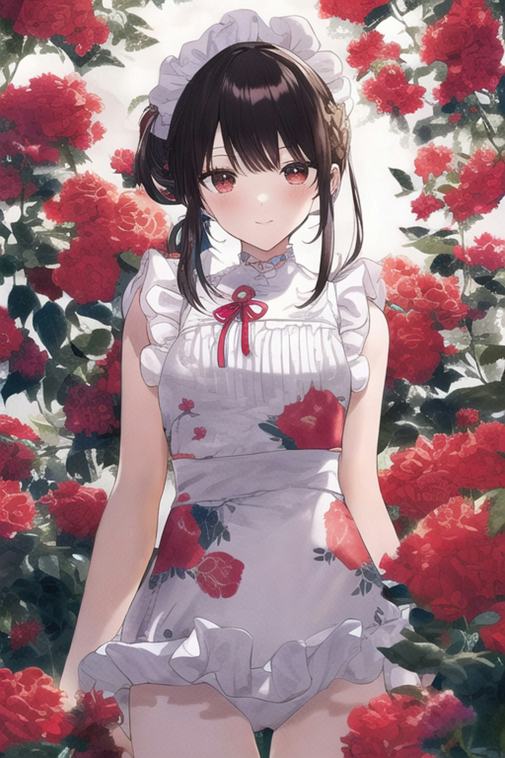 Flower Print Red Maid