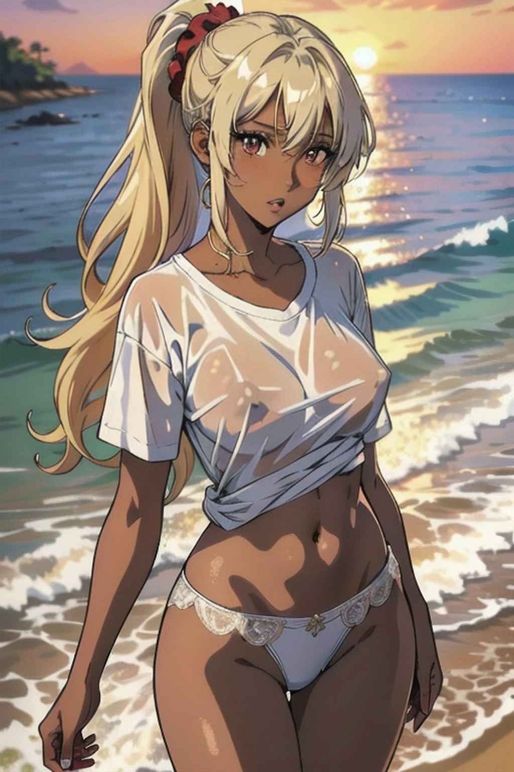 濡れ透け褐色ギャルズ
