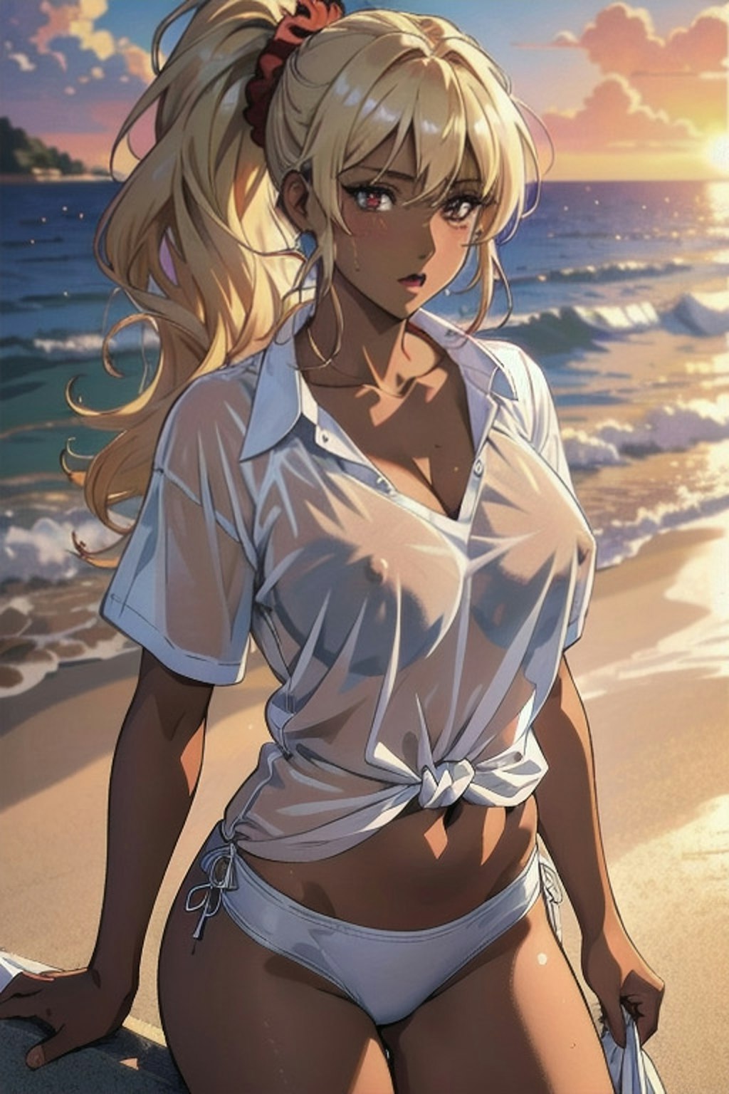 濡れ透け褐色ギャルズ