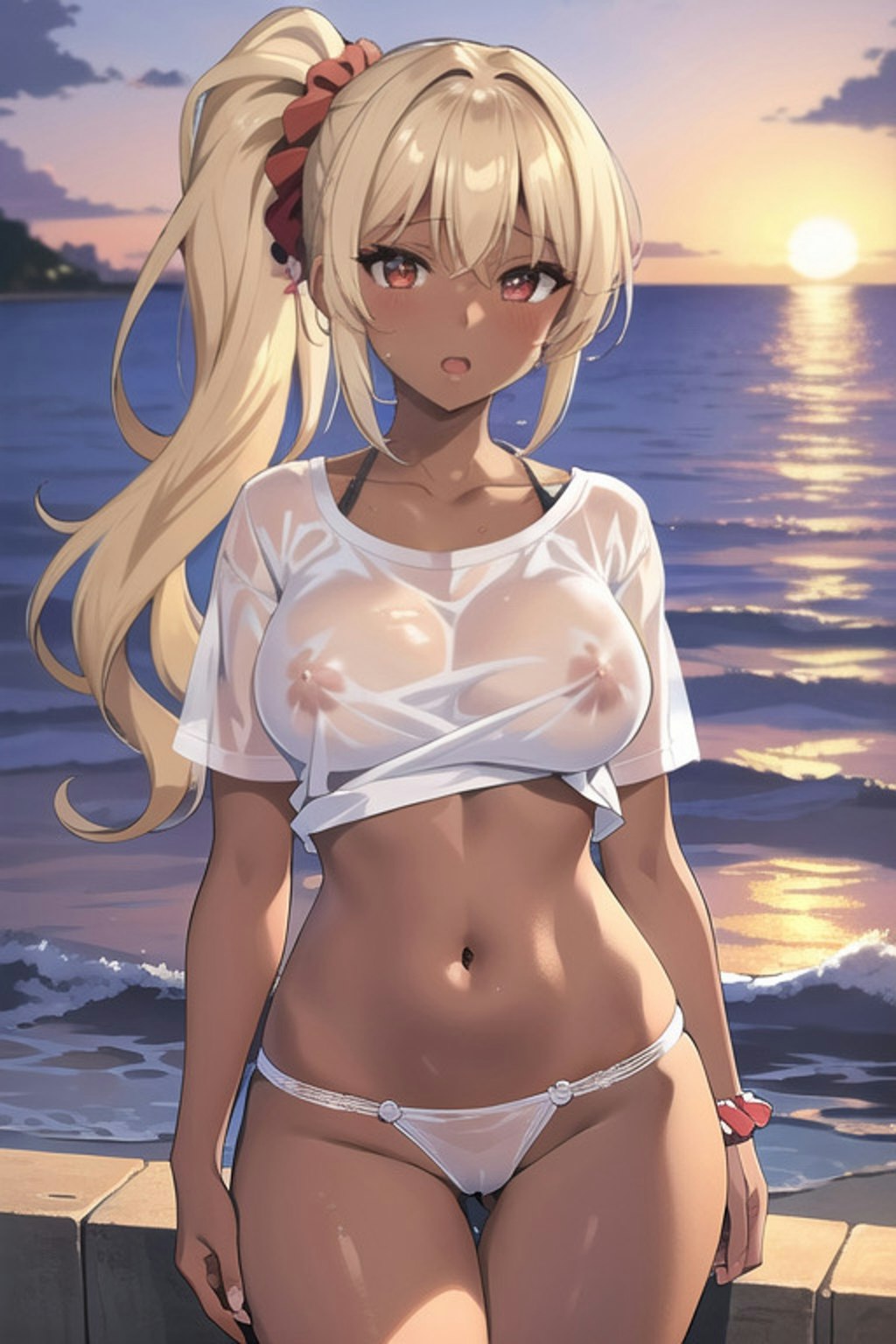 濡れ透け褐色ギャルズ