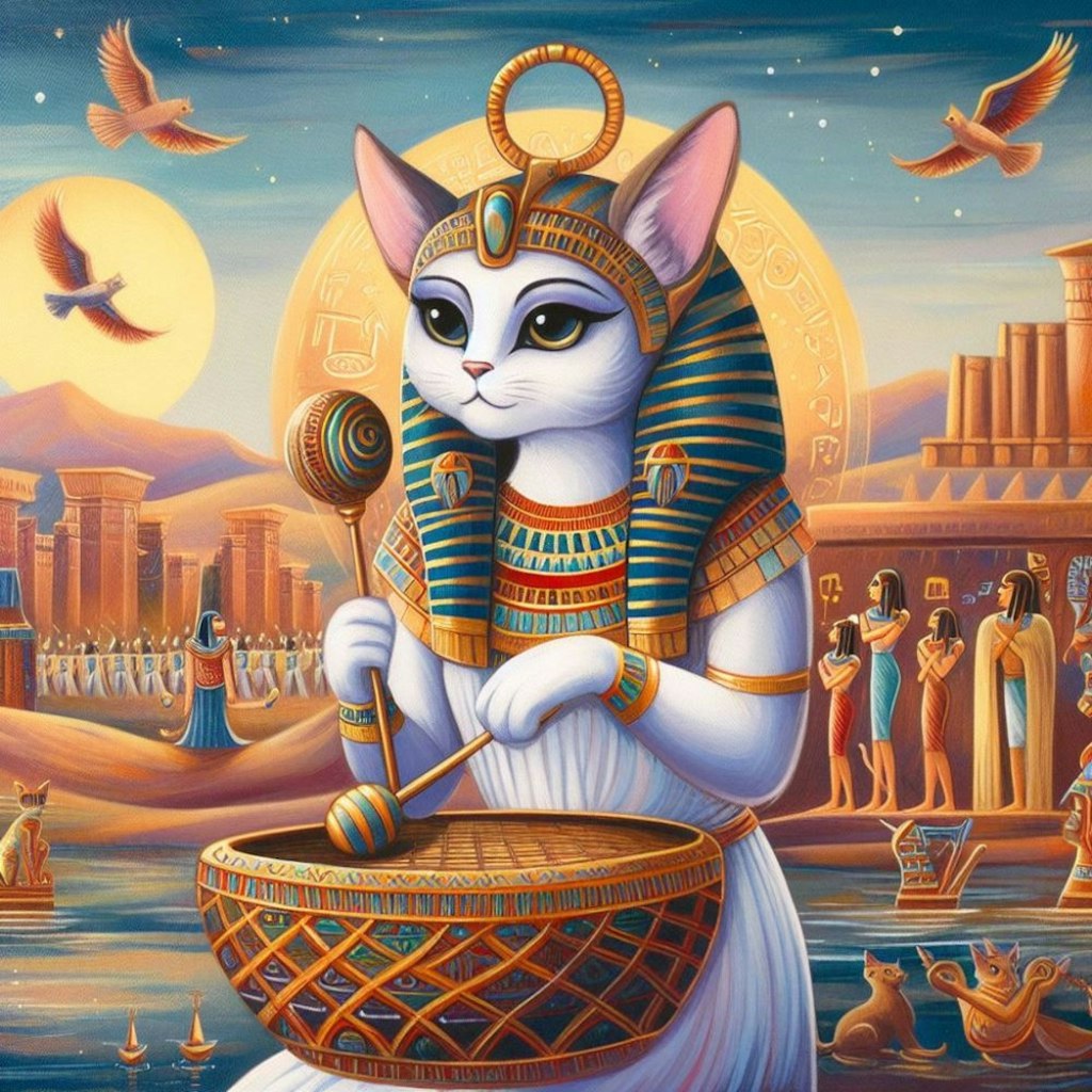 アクリル風 　エジプト神話の猫の女神バステト