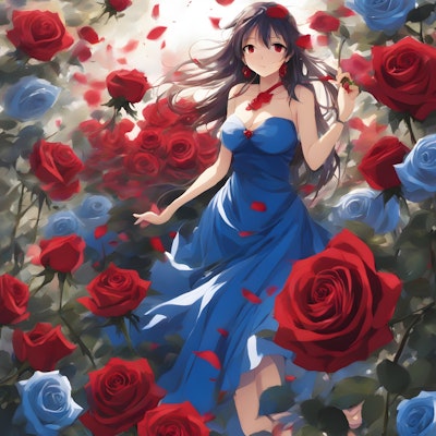 💓赤と青のバラに囲まれて