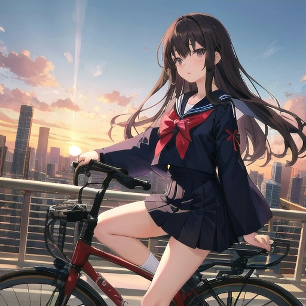 セーラー服の少女と自転車４