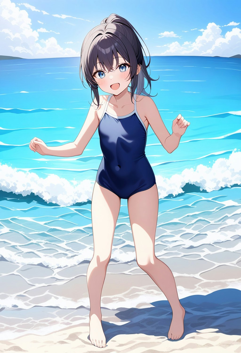 スク水黒髪少女